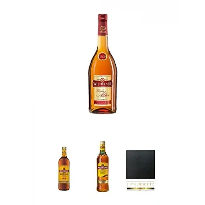 Abbildung von Wilthener Weinbrand VSOP feiner alter 0,7 Liter + Goldkrone 1,0 Schiefer Glasuntersetzer eckig ca. 9,5 cm Durchmesser
