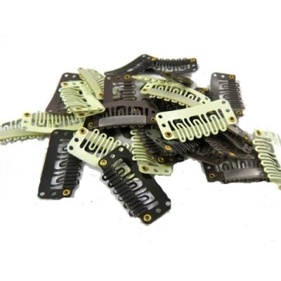 Abbildung von 10 x Brown 28mm Hair Piece Snap Clips Extensions Wig Weft Micro Rings by Desire