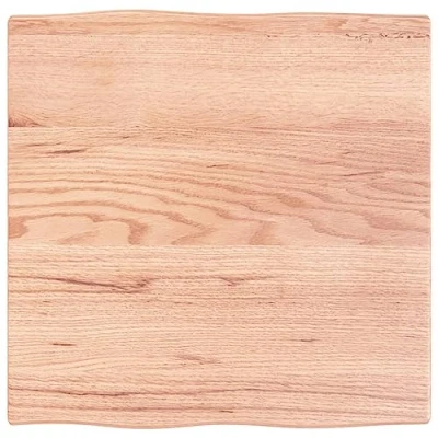 Abbildung von vidaXL Tischplatte, Holzplatte für Tisch Esstisch Couchtisch, Massivholzplatte Handgefertigt mit Baumkante, Ersatztischplatte, Hellbraun 60x60x2cm Massivholz Eiche Behandelt