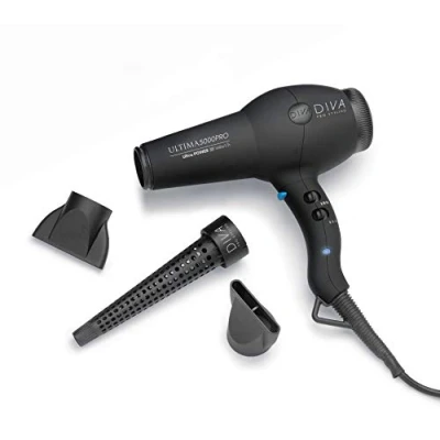 Abbildung von Diva Professional Styling Ultima 5000 Black Rubberised Hairdryer with Wand
