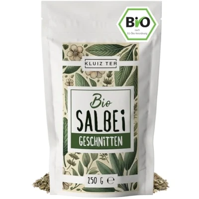 Abbildung von Salbeitee Bio lose 250 Gramm Salbei Tee I 100% natürlicher getrocknet aus Biologischem Anbau by KLUIZ TEA