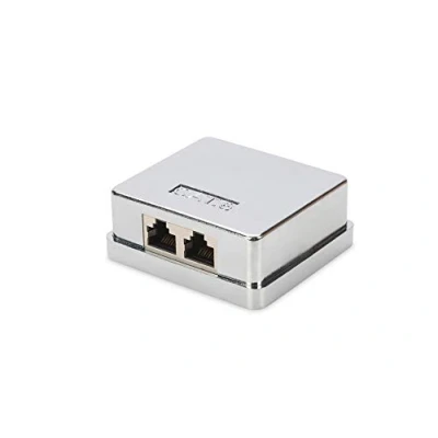 Abbildung von DIGITUS Anschlussdose Cat 6 2 Port RJ45 Aufputz Gehäuse Netzwerk Dose LSA Schneidklemme Geschirmt Silber