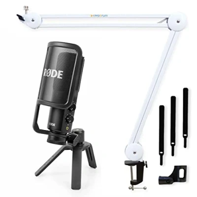 Abbildung von Rode NT USB+ USB Kondensatormikrofon + keepdrum MS138 WH Tisch Stativ Weiss
