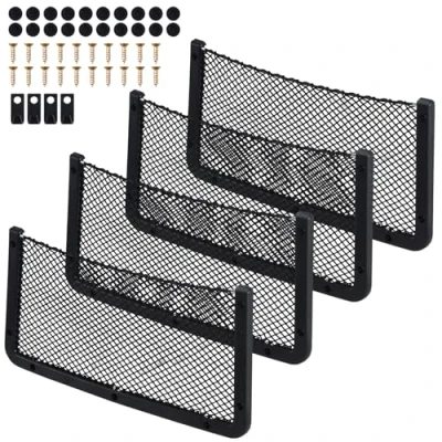 Abbildung von Omtofo 4 Stück Kofferraum Netztasche, 42 * 21cm Auto Aufbewahrungsnetz, Multifuntionales Autositz Ablagenetz, Gepäcknetz Ablagenetz für Wohnmobil, Wohnwagen, LKW, Boote, Lieferwagen
