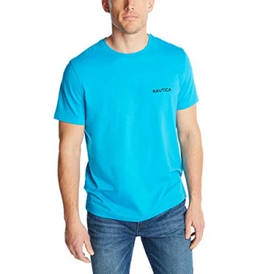 Abbildung von Nautica Herren Short Sleeve Solid Crew Neck T Shirt Poloshirt, Hawaiian Ocean Ec/White Olive, XX Large