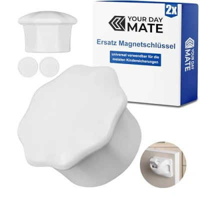 Abbildung von Ersatz Magnetschlüssel für Kindersicherung, 2 Pack, in Weiß, Schrank und Schubladensicherung, Schlüssel Kinder Magnetschloss, Schranktür Babysicherung Ersatzschlüssel, Schranksicherung Magnet