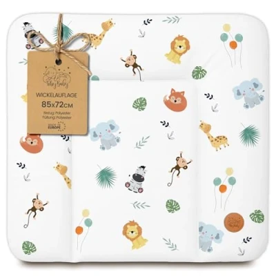 Abbildung von Wickelauflage Wickelunterlage abwaschbar und wasserdicht 85x72 cm Wickelmatte zum Auflegen auf Wickeltisch Wickelaufsatz Wickelkommode oder Waschmaschine changing mat 85 x 72 Safari