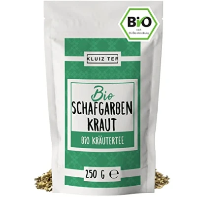Abbildung von Schafgarbentee Bio lose 250 Gramm Schafgarbenkraut geschnitten I 100% Schafgarbe getrocknet aus Biologischem Anbau by KLUIZ TEA