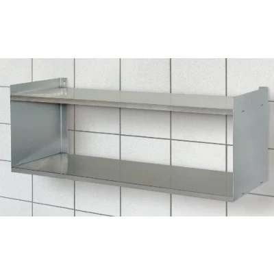 Abbildung von Wandregal aus Edelstahl, BxTxH 700x250x360 mm, mit 2 Böden, Tragkraft 15 kg/Boden