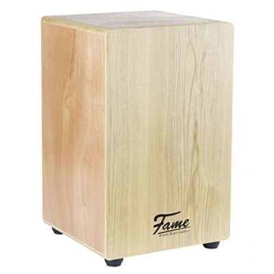 Abbildung von Fame Beginner Cajon, Einsteiger Cajon aus 7 lagigem Sperrholz, Drum Box mit abgerundeten Kanten, Schlagfläche Esche, Snare System Gitarrensaiten
