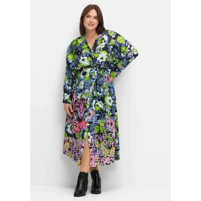 Abbildung von Sheego Maxikleid &quot;Große Größen&quot;, mit Fledermausärmeln, aus Viskose Satin