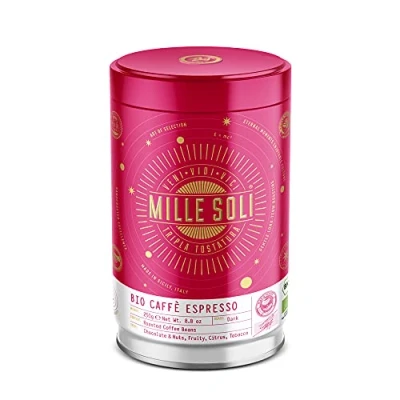 Abbildung von MilleSoli Bio Espressobohnen Traditionelle Dreifachröstung In Handarbeit Premium Kaffeebohnen für Vollautomat und Siebträger (250 g Dose (1er Pack))