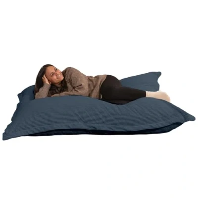 Abbildung von bananair Sitzsack XXL aus Cordstoff Breit Gerippt für Kinder &amp; Erwachsene Weich und Bequem Maschinenwaschbarer Bezug mit Füllung, Bean Bag, Bodensofa, Puff (180 x 140 cm, Nachtblau)