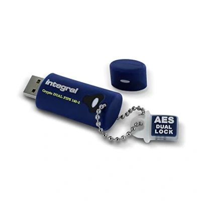 Abbildung von Integral 64GB Crypto 140 2 256 Bit 3.0 USB Stick Verschlüsselt Passwort geschützt FIPS 197 Zertifiziert, Robustes, dreilagiges, wasserdichtes Design XTS AES