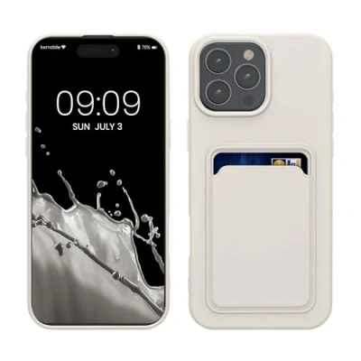Abbildung von kwmobile Handyhülle kompatibel mit Apple iPhone 16 Pro Max Hülle Handy Cover Fach für Karten in Weiß
