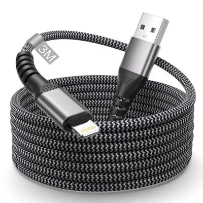 Abbildung von iPhone Ladekabel 3M Lang, USB Lightning Kabel MFi Zertifiziert, Nylon Schnellladekabel für Apple 14 13 12 11 Pro Max/XS/XR/8/7/6 Plus/5/SE,iPad
