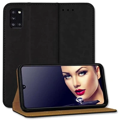 Abbildung von mtb more energy® Schutztasche Business kompatibel mit Samsung Galaxy A31 (SM A315, 6.4&#039;&#039;) schwarz seitlich aufklappbar Schutz Case Wallet Cover Hülle