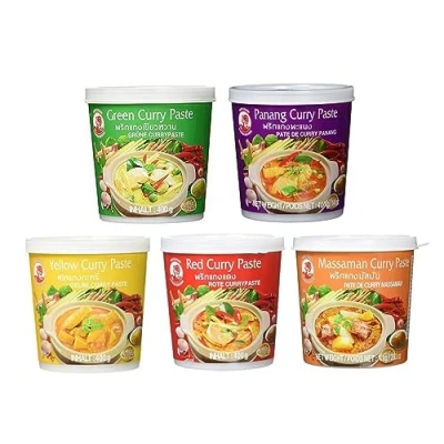 Abbildung von Cock Brand Probierset Currypasten 5er Pack (5 x 400g) 5 Sorten, je 1 Dose