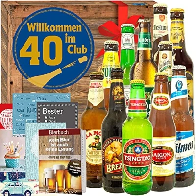 Abbildung von Wilkommen im Club 40 ++ 12 Biere Welt &amp; DE Geschenk zum Geburtstag