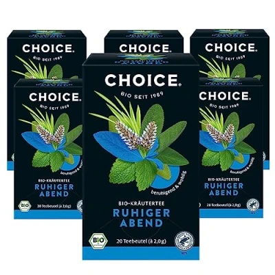 Abbildung von CHOICE Ruhiger Abend, Bio Kräuterteemischung, Beruhigend und Wohlig, Handverlesen, 6x20 Teebeutel (120 Beutel insgesamt)