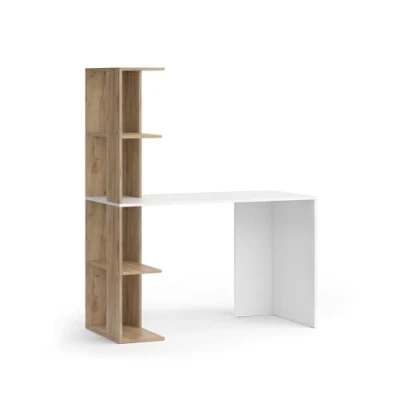 Abbildung von Vicco Schreibtisch Tower, Weiß/Sonoma, 122.2 x 55.2 cm mit 4 Fächern
