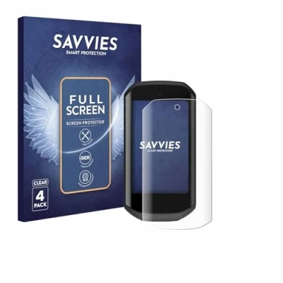Abbildung von Savvies 4 Stück Full Screen Schutzfolie für Garmin Edge 1050 Cover Displayschutz Folie [3D Curved, Transparent, Anti Fingerabdruck]