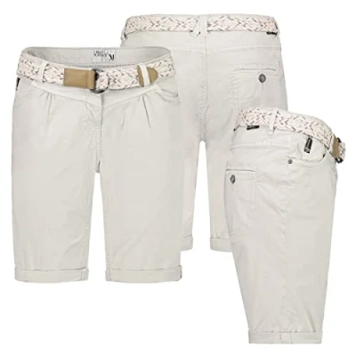 Abbildung von Urban Surface Bermudas Damen Short Bermuda kurze Hose Sommer Chino Stoff knielang mit Gürtel