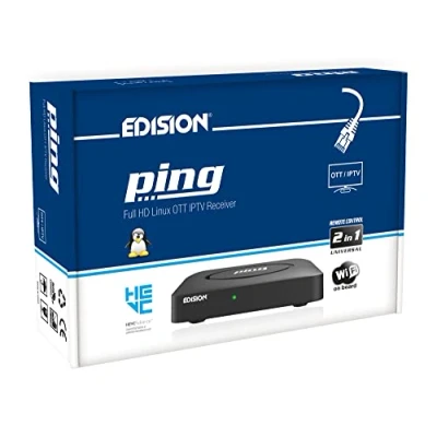 Abbildung von EDISION PING OTT LINUX RECEIVER H265/HEVC schwarz, Stalker, Xtream, WebTV, Media Player, Wi Fi on Board, USB, HDMI, LAN, Fernbedienung 2in1