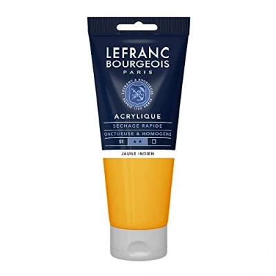 Abbildung von Lefranc Bourgeois 300372 Fine Acrylfarbe Indischgelb, 200ml Tube, cremige auf Wasserbasis, schnell trocknend, lichtecht, wasserfest