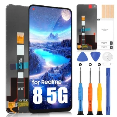 Abbildung von LCD Display für Realme 8 5G Realme8 RMX3241 Touchscreen Digitazer Full Assembly Ersatz Bildschirm mit Reparatur Set (6,5 Zoll, Schwarz)