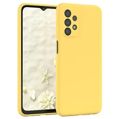 Abbildung von EAZY Case Silicon kompatibel mit Samsung Galaxy A23 5G Stoßfeste Abdeckung Mikrofaserfutter, Kratzfeste Rundumschutz Case, Silikon Hülle Matt [Matte Griff] Gelb