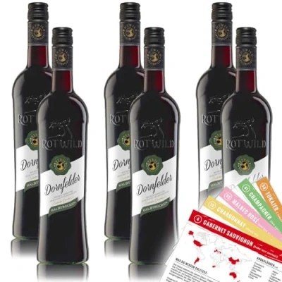 Abbildung von Rotwild Dornfelder QbA, halbtrocken, sortenreines Weinpaket + VINOX Winecards (6x0,75l)