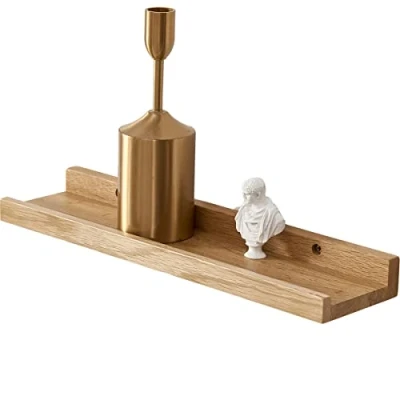 Abbildung von Gieanoo Bilderleiste Holz, 30cm Eiche Regal Massiv Schweberegal Wandregal gewürzregal regalbrett Hängeregal Ideal für Wohnzimmer Schlafzimmer Badezimer