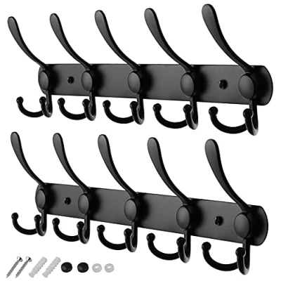 Abbildung von GlazieVault Kleiderhaken wand Garderobenleiste Edelstahl (2 Stuck), Garderobe Wandhaken, Wandgarderobe, Garderobenhaken Schwere, Hakenleiste (Schwarz)
