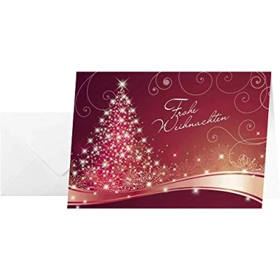 Abbildung von SIGEL DS019 rote Weihnachtskarten Set mit Umschlag A6 25 Stück &quot;Christmas Swing&quot; ideal zum Bedrucken