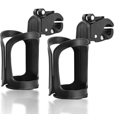 Abbildung von katmerio Getränkehalter für Kinderwagen, 360 Grad Rotation Nuckelflaschen Kaffeehalter, Flaschenhalter Fahrrad, Fahrrad Fahrräder, Mountainbikes, Kinderwagen und Rollstuh