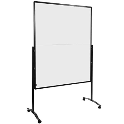 Abbildung von Legamaster Premium Plus Moderationswand klappbar weiß 150x120 cm doppelseitig, kartonkaschierte Oberfläche einsetzbar als Trennwand inkl. 4 feststellbaren Rollen und Papierhaken