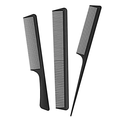 Abbildung von JeoPoom Haarkamm Kamm Set[3 Stück], Friseur Präzisionskamm, Normale Zahnkamm und Doppelzahnkamm, Professioneller HairComb, Starker, Langlebiger, Antistatischer für Männer Frauen(Schwarz)