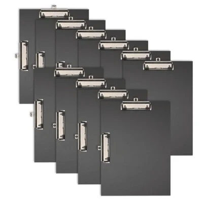 Abbildung von Original Falken 10er Pack Doppel Klemmbrett Öko. Made in Germany. für DIN A4 hoch und quer mit stabilem Pappkern Papierbezug außen schwarz Blauer Engel Inventur Lagerwirtschaft