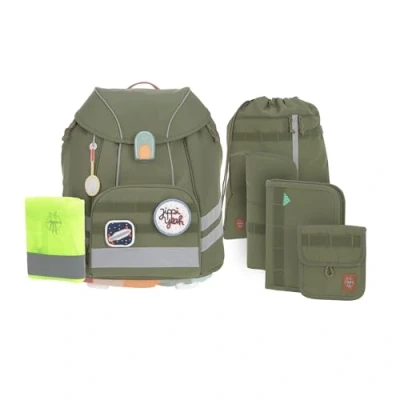 Abbildung von LÄSSIG Schulranzen Unique, Flexy, Olive (Set, 5 tlg), inkl. Patches, PETA approved vegan, aus recyceltem Material
