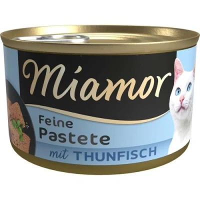 Abbildung von MIAMOR Pastete Nassfutter für ausgewachsene Katzen mit natürlichem Taurin. Getreidefreies Alleinfutter in der Dose ohne Soja und künstliche Zusätze 12x85g Thunfisch