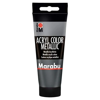 Abbildung von Marabu 12010050772 Acryl Color metallic anthrazit 100 ml, cremige Acrylfarbe auf Wasserbasis, schnell trocknend, lichtecht, wasserfest, Auftragen mit Pinsel und Schwamm Leinwand, Papier, Holz