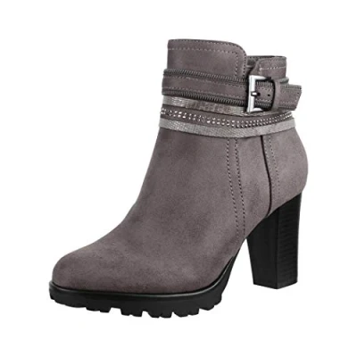 Abbildung von Elara Cowboy/Bikerstiefelette, Damen, Größe: 36, Grau Schuhe
