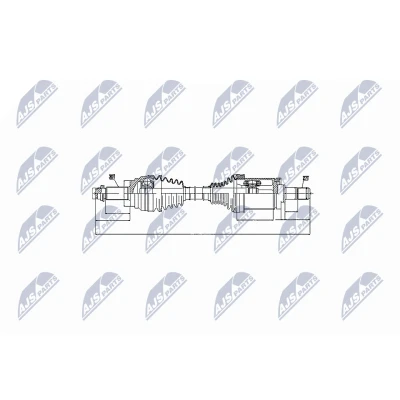 Abbildung von NTY NPW BM 015 Antriebswelle Vorderachse, Vorderachse links, Hinterachse 642 Automatikgetriebe, Getriebeautomatik 8 Gang BMW: X5, X6, 7
