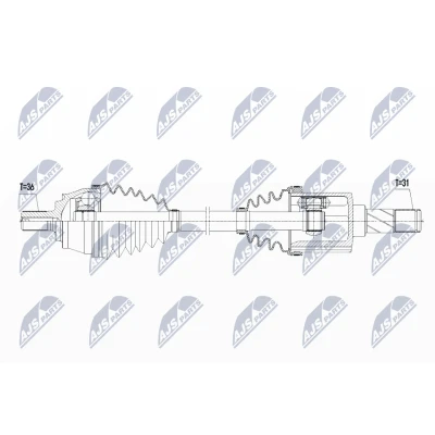 Abbildung von NTY NPW VV 109 Antriebswelle Vorderachse links 586 Schaltgetriebe VOLVO: V40 Schrägheck