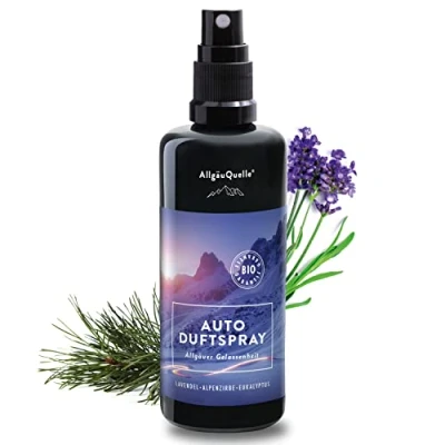 Abbildung von Allgäuquelle Raumduft Bio Auto Duftspray Allgäuer Gelassenheit (1 x 100ml), Lavendel, Alpenzirbe und Eukalyptus