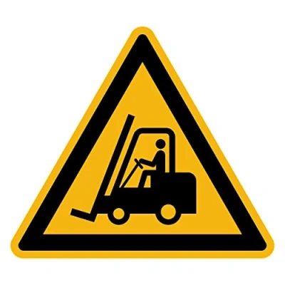 Abbildung von Aufkleber Gefahr Warnung NF ISO 7010 Selbstklebende Plastifizierte Dreiecksplatte Wasser und UV beständig Gabelstapler 60x60 cm