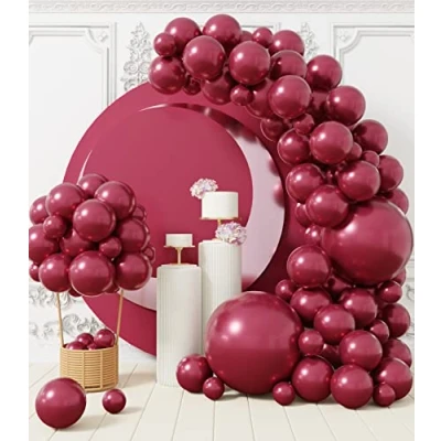 Abbildung von AULE Luftballon Girlande Weinrote Dunkelrot: 100 Stück Burgunder Matte Ballons Set Bordeaux Ballongirlande Latex Luftballons für Geburtstag Party Hochzeit Valentinstag Graduation Deko