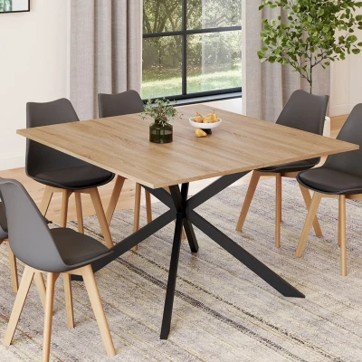 Abbildung von Quadratischer Esstisch aus Holz und Schwarz für 8 Personen IDMarket
