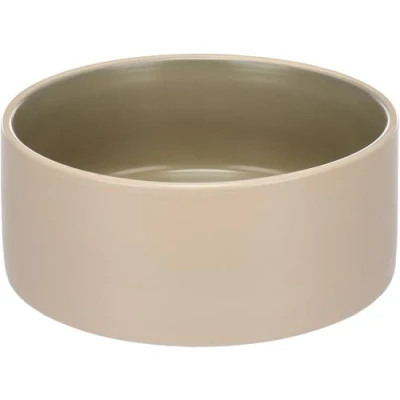 Abbildung von Flamingo Futter und Trinknapf Anca Rund Beige/Grün 800ml, Luxus in Hochwertigem Keramik, Stark Langlebig, Schönes Design